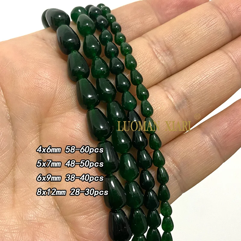 Natural Chalcedony Emerald Green Stone Faceted Round Square Oval Loose Spacer Beads for Jewelry Making Diy Bracelet Accessories