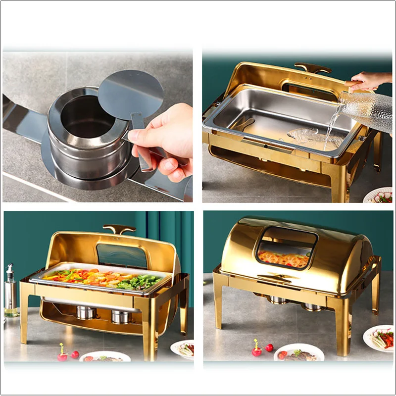 gold chaffing dish stainless steel visual oval chafing dish for hotel & restaurant supplies buffet stoves chaffing dish