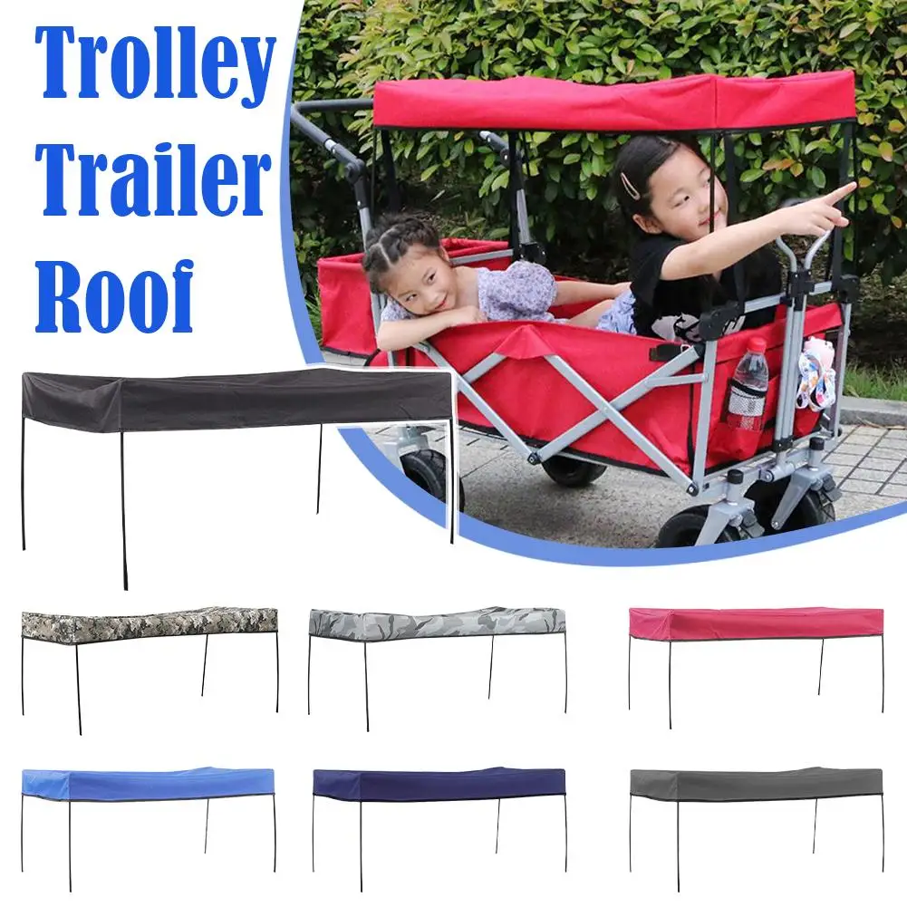 Trolley Trailer Roof Portable Outdoor Cargo Handling Towing Shopping Hand Camping Rainproof Cart Small Push Windproof Rod R H0D9