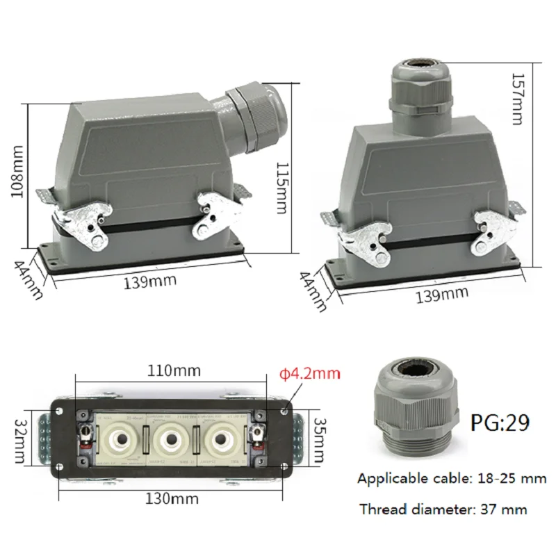 200A high-current heavy-duty connector 3 core aviation waterproof plug socket 500V 200A