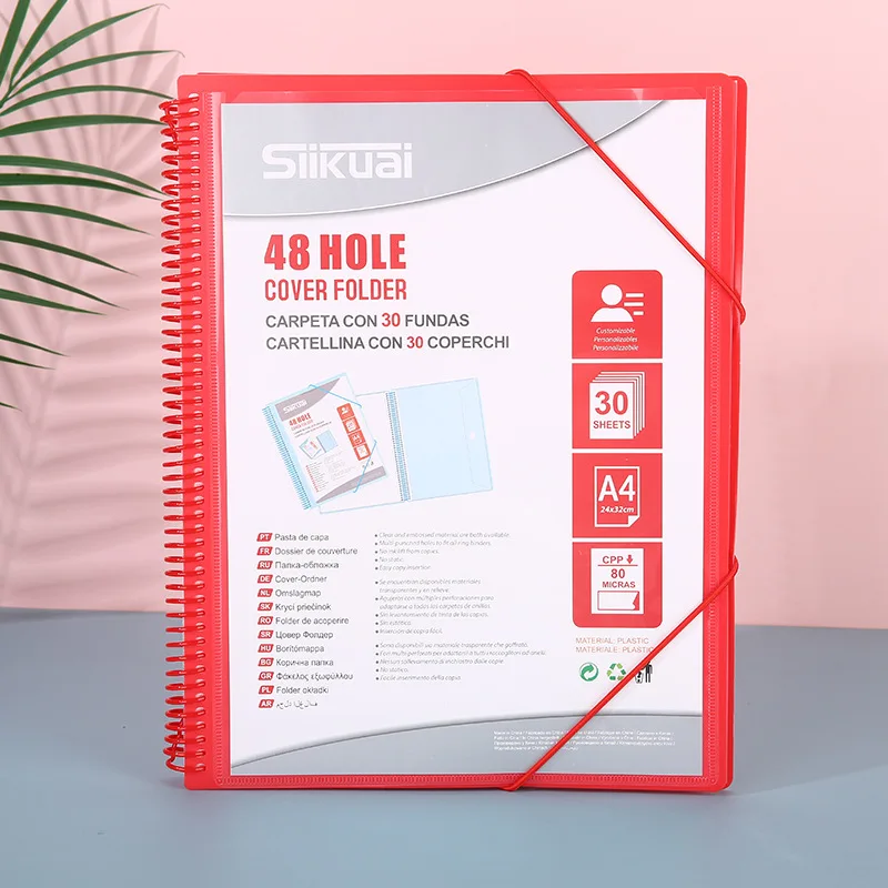 A4 Page 20/30/40 48 Hole Coil Rope Binding Information Book Student Exam Paper Office Stationery Supplies File Folders Organizer