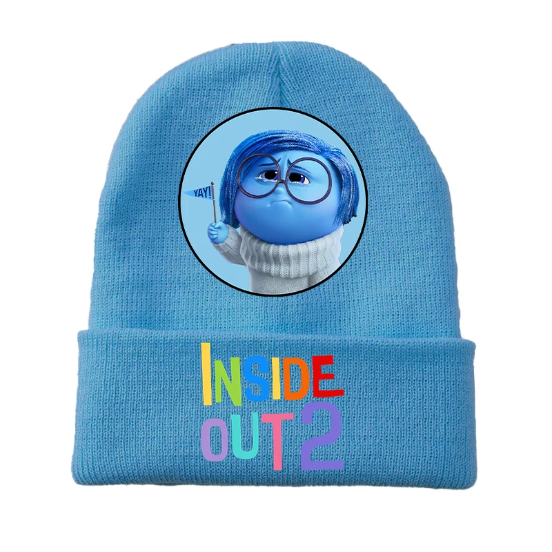 Inside Out 2 Joy Sadness Girls Boys Knitted Hats Cartoon Children Headgear Cotton Cute Woolen Cap Anime Kid Birthday Gifts