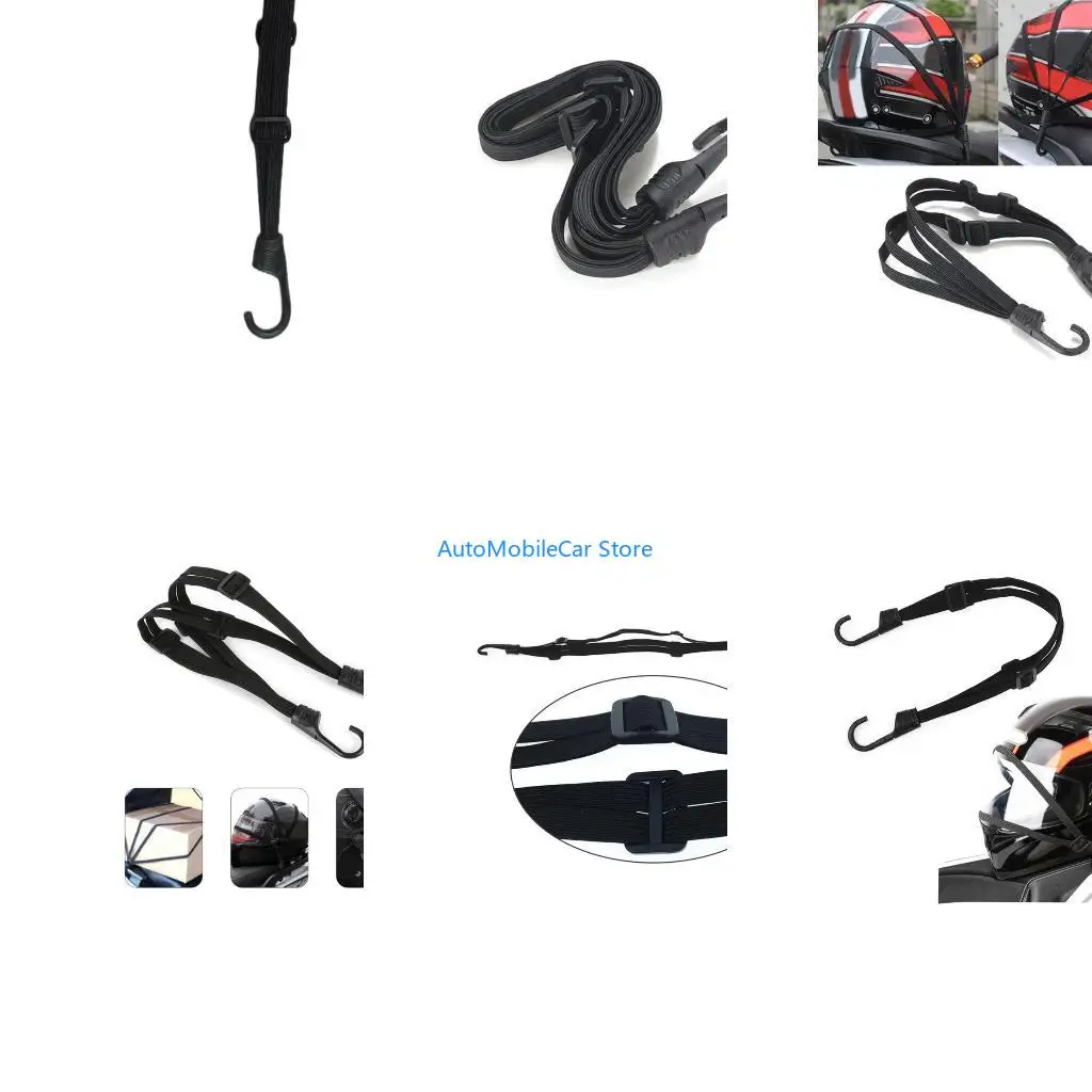 G8TE Motorcycle Helmet Fixing Rope Bicycles Lashing Strap with Hooks 60-170cm Adjustable Elastic Luggage Strap Tension Ropes