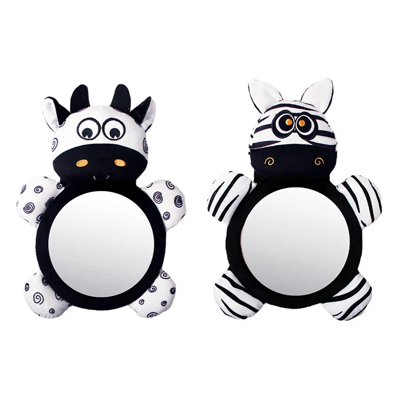 Soft Newborn Baby Mirror Toys Multi-Function High Contrast Black and White Infant Mirror Tummy Time Easy to Install Infant Toy