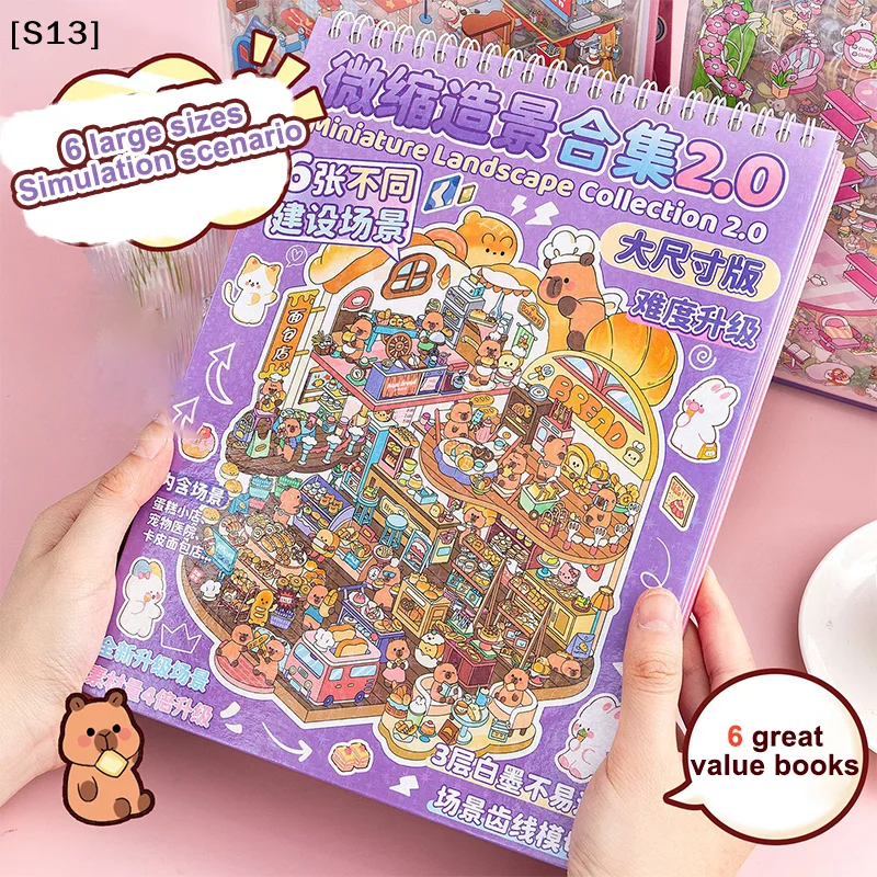 

1Set Plus Cartoon Scenes Book Landscape Sticker DIY Toy Game Books 3D Sticker Cabin Scene Pocket Festival Birthday Gift[S13]