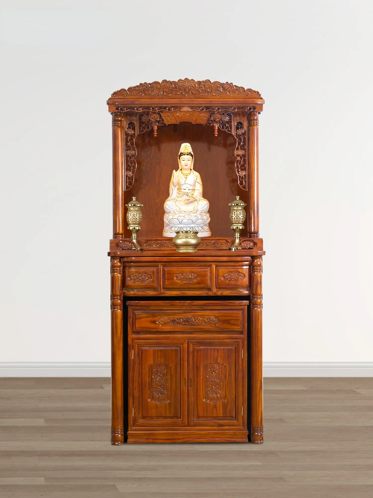 Modern minimalist solid wood shrine Shentai Buddha cabinet