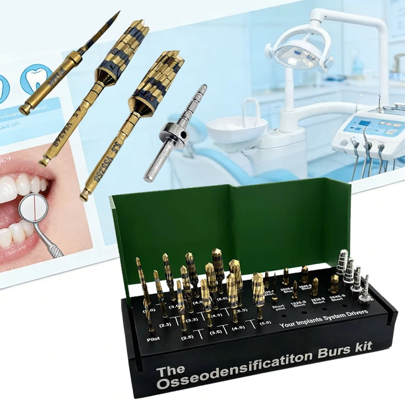 24Pcs/Kit Dental Osseodensification Burs Implant Site Prep Bone Condensing Tools High Precision