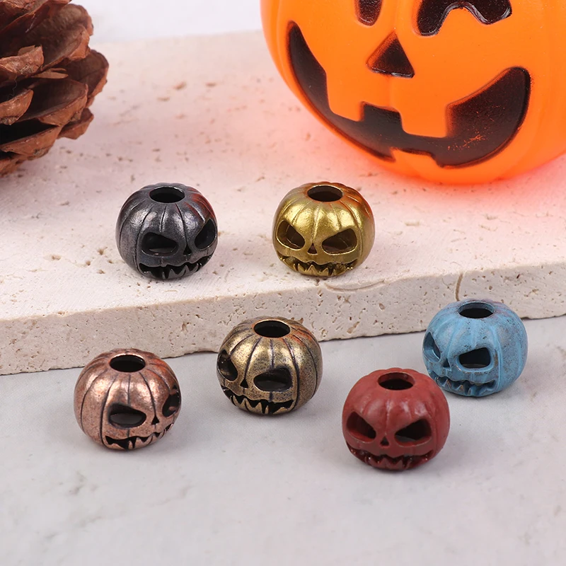 Halloween Brass Pumpkin Skull Face Lantern EDC Brass Knife Beads Umbrella Rope DIY Woven Lanyard Pendants Outdoor Tool Hangings