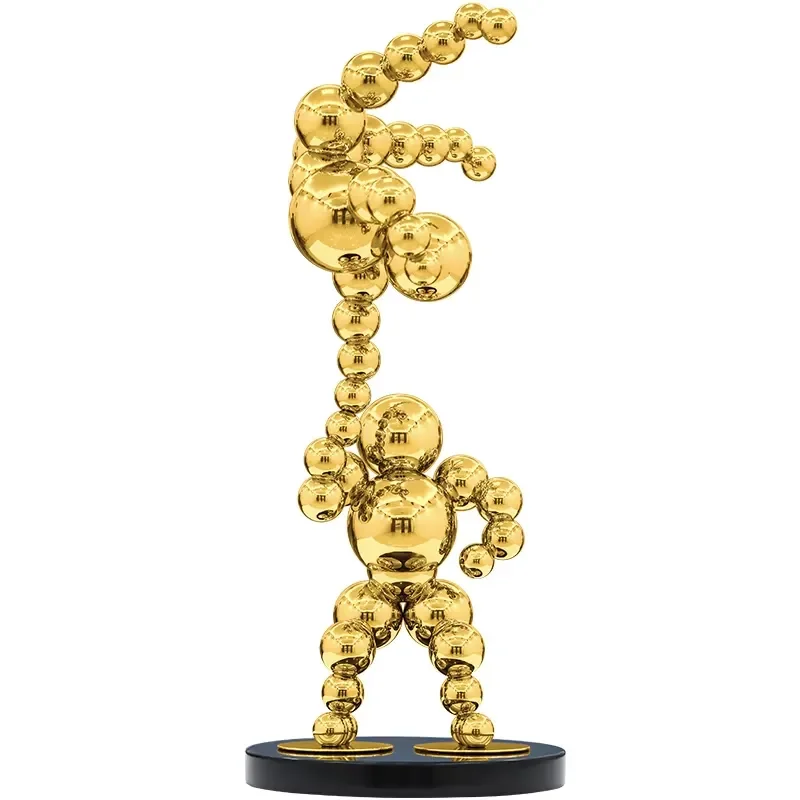 Modern Art Deco Athletic Motion Desk Art Spherical Joint Figurine Shelf Decor Gold Metal Sculpture
