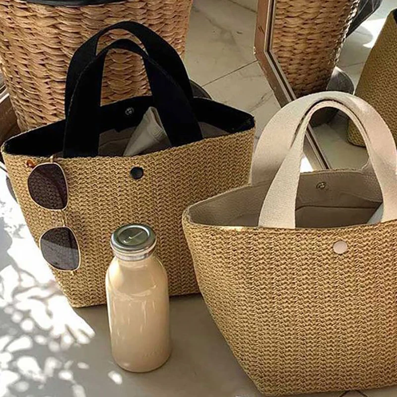 

Beach Straw HandBag Women Bohemian Summer Woven Rattan Bucket Shoulder Handbag Handmade Crossbody Bags Female Bali Shopper Tote