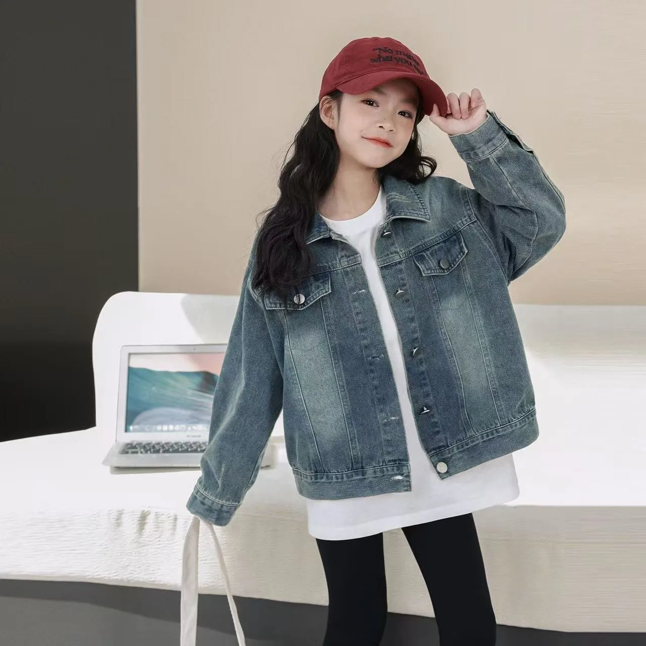 

4-12Y Teenage Girl Denim Jacket Spring and Autumn 2026 New Loose and Stylish Children's Casual Coat Korean Version Top 110-160cm