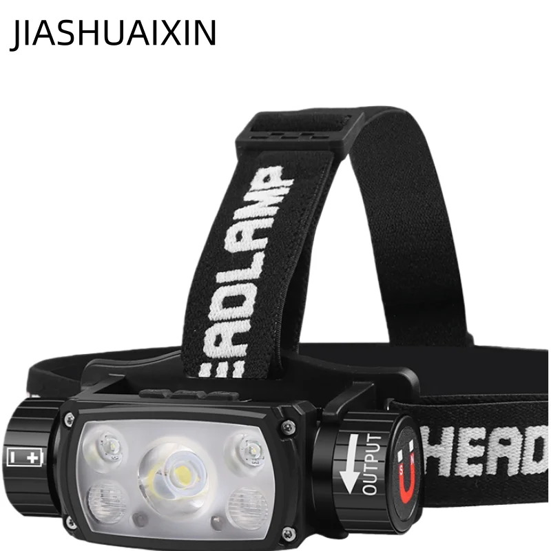 JIASHUAIXIN XHP50+XPE Headlamp Type-C Charging Fixed-Focus Model with Magnet and Battery Level Indicator Inductive Headlamp