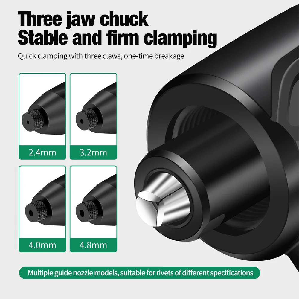 Electric Rivet Gun 2.4mm-4.8mm Integrated Without Installation, Rivet Nut Gun Drill Bit Adapter Cordless Riveting Tools