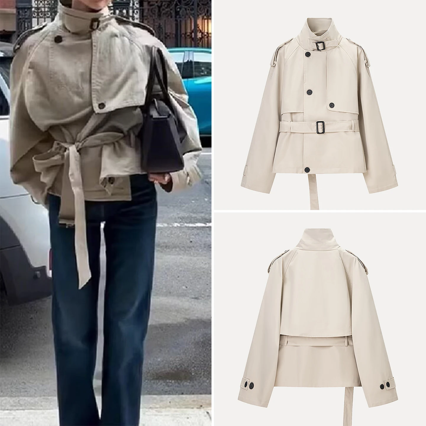 

Новинка осени 202, женское пальто Faion Personali Temperament, простое пальто с поясом для ежедневных поездок, чистый цвет