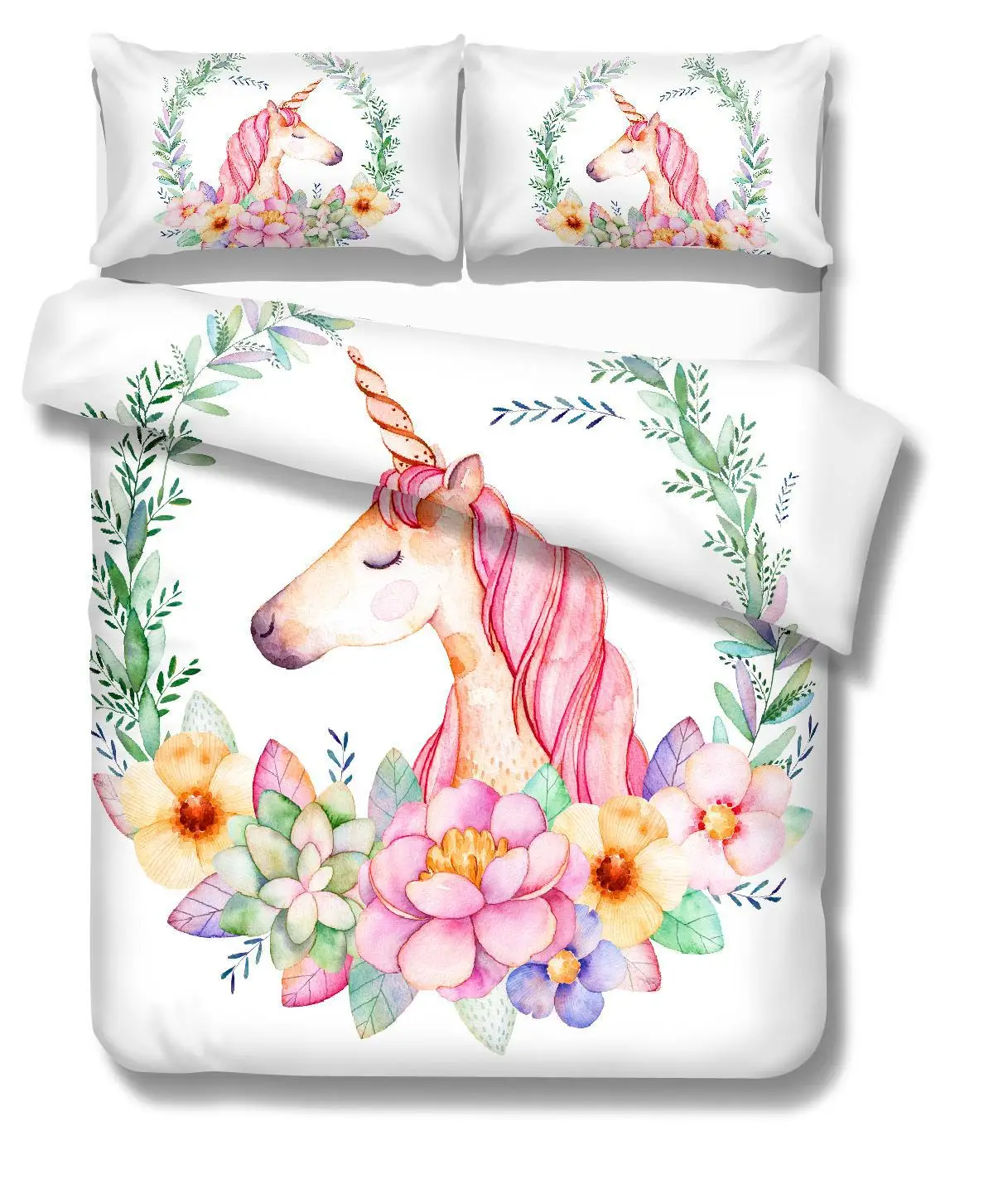 

Printed 3d Cartoon Forest Unicorn Bedding Set 3 Pcs Duvet Cover Sets Universe Queen King Quilt Cover BedLinen Bedspread Bedset B