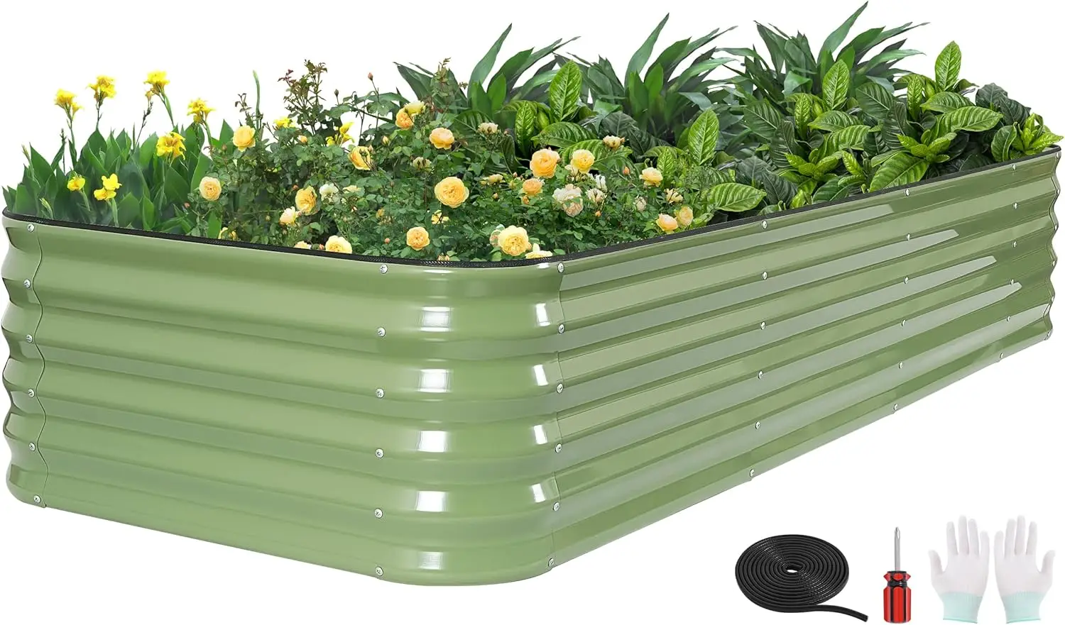 

8x3x1 9x2x1 Galvanized Metal Raised Garden Bed for Plants, Vegetables, Flowers, Fruits