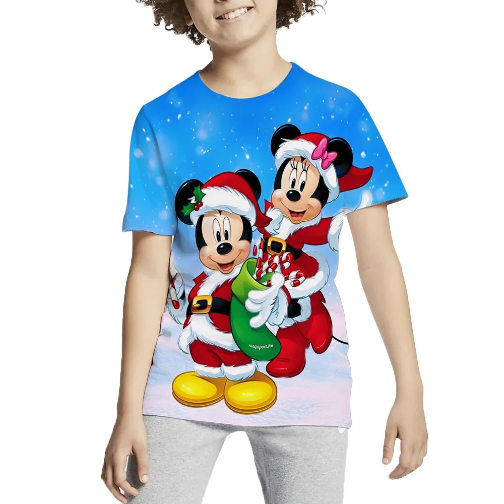 2024 letnia Disney Minnie wzór myszy z nadrukiem 3d dziecięca koszulka casualowa urocza dziewczęca z krótkim rękawem koszulka sportowa szybkoschnący Top