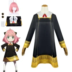 Anime Spy X Family Anya Forges Role-playing Costumes for Children Anya Cospla Kawaii Black Dress Party Dress Anime Cosplay
