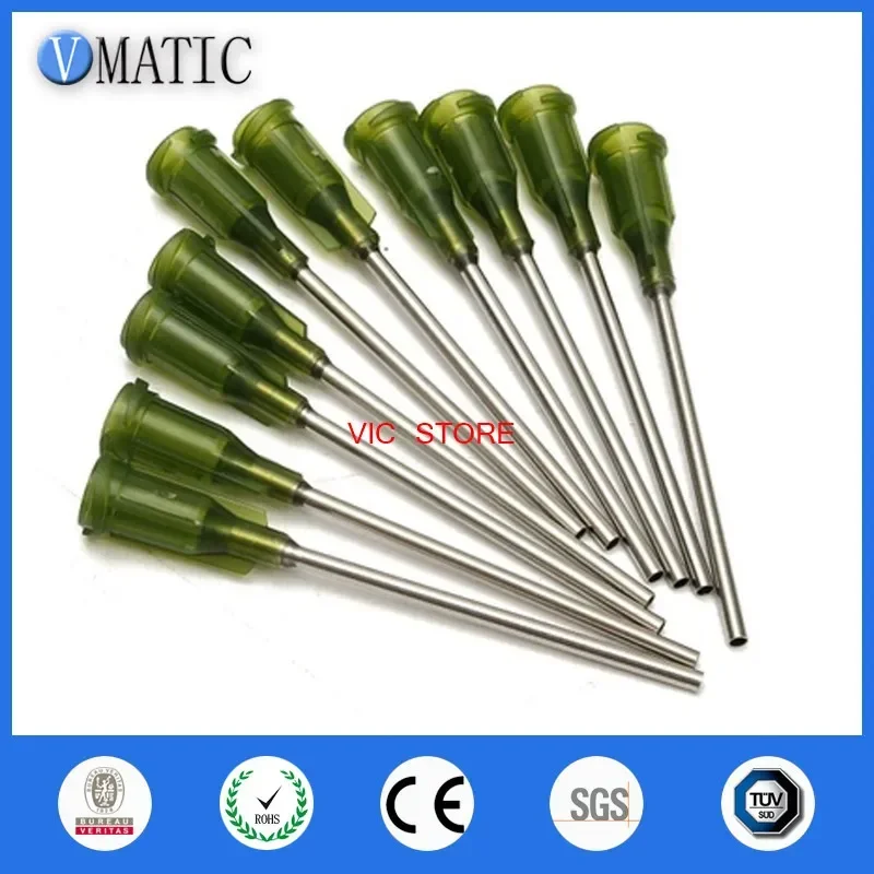 Free Shipping 1.5 Inch 14G TE Premier Dispensing Tips Dispense Needles Olive Color 14G Needle 1-1/2 Inch