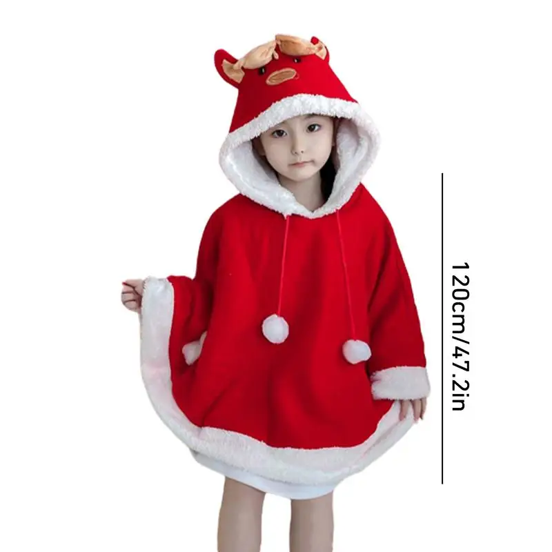 Christmas Santa Robe Cape Red Cape Christmas Cape Santa Claus Hooded Cape Skin-Friendly Cape Robe With White Plush Trim Hooded