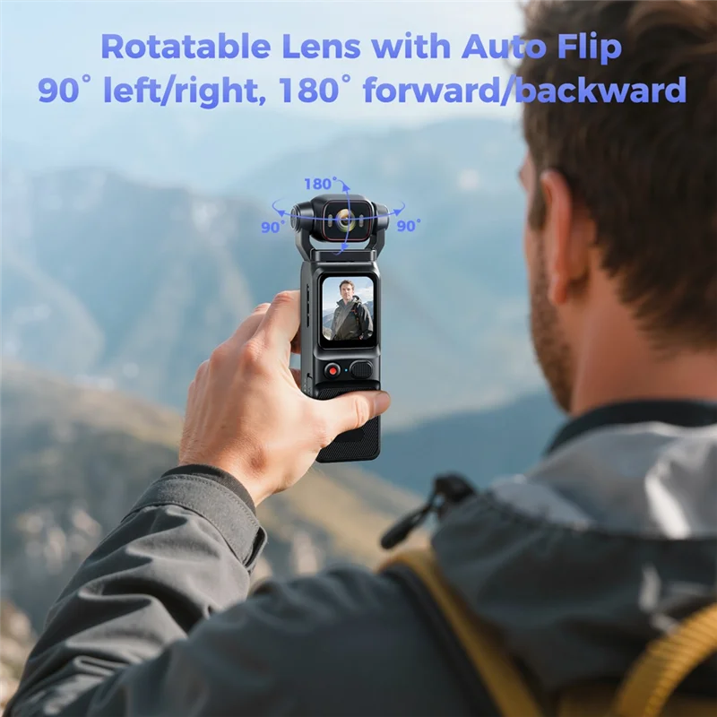 ABGI-Gimbal مثبت يدوي 4K HD كاميرا جيب محمولة WIFI مسجل فيديو كاميرا يمكن حملها بالجسم للرياضات الخارجية #5