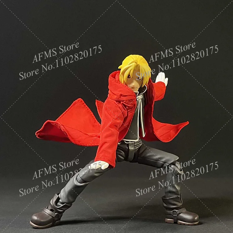 1/12 Men Soldier Edward Elric Red Windbreaker Anime Alchemist Cosplay Coat Clothes For 6Inch Action Figure Body Model Toys