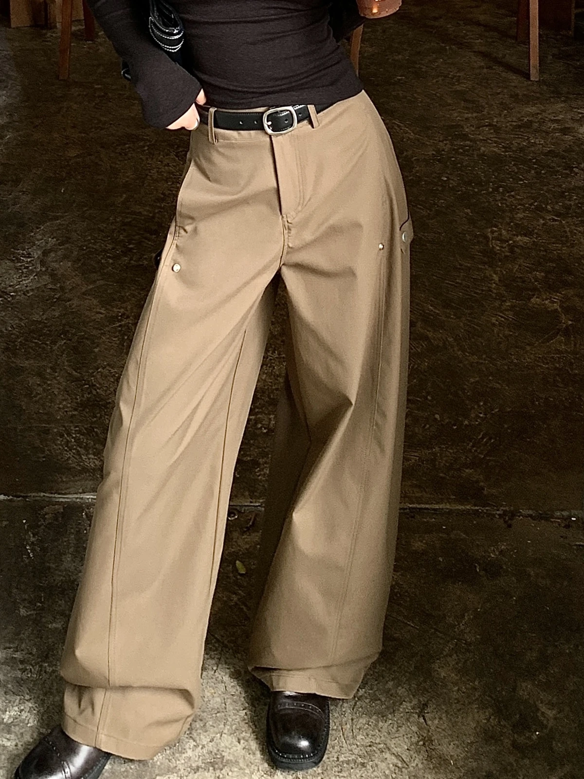 

ZHISILAO Casual Crago Harem Pants Women Vintage Khaki Loose High Waist Trousers Autumn 2025 Streetwear
