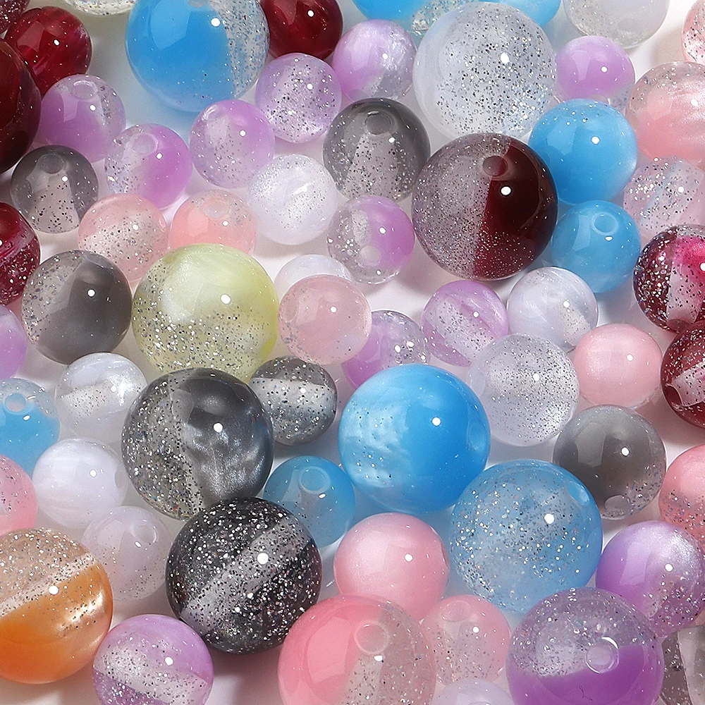

10/12/16mm Acrylic Shiny Starry Sky Double Dispersive Bead for Handmade Making Jewelry Diy Charms Bracelets Necklaces & Earrings