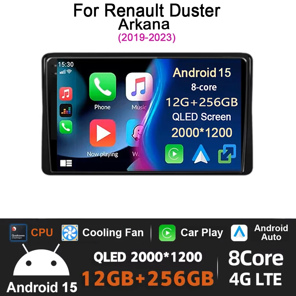 

Android15 Car Radio For Renault Duster HM 2 II 2019 - 2021 Arkana 1 I 2019 - 2021 Navigation GPS Multimedia Player stereo BT DSP