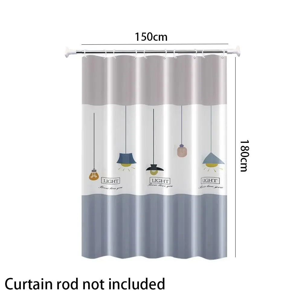 Mildew Proof Shower Curtain High Quality PEVA with 12 Hook Bathroom Curtain 180*150cm Thickened Printed Shower Curtain