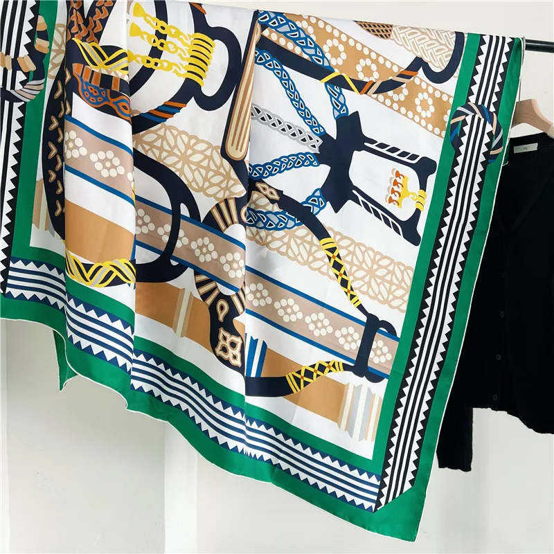 

Большой шелковый шарф, женские шали с закрученными краями, роскошные дизайнерские банданы, аксессуары для одежды, пояс, шарфы для волос, платок