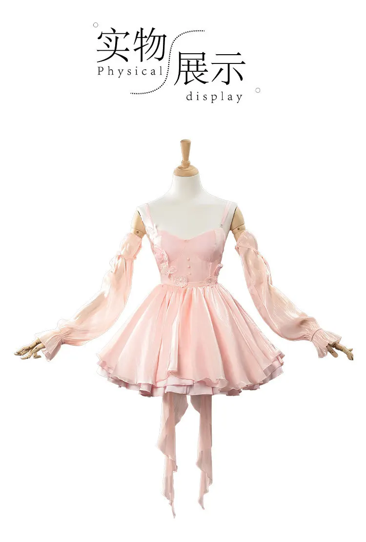 Otome Game Love and Deepspace cosplay costume pink chiffon dress suitable for Halloween comic exhibition wedding photos,birthday view 2