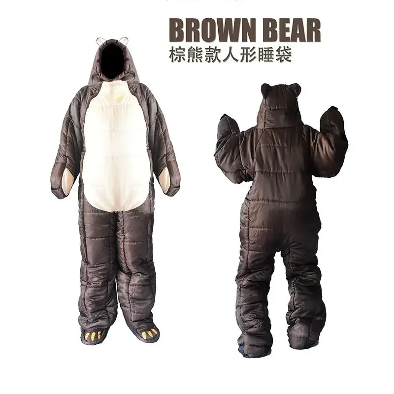 bear shaped sleeping bag with night shift companion humanoid mummy sleeping bag for outdoor camping warmth and cold