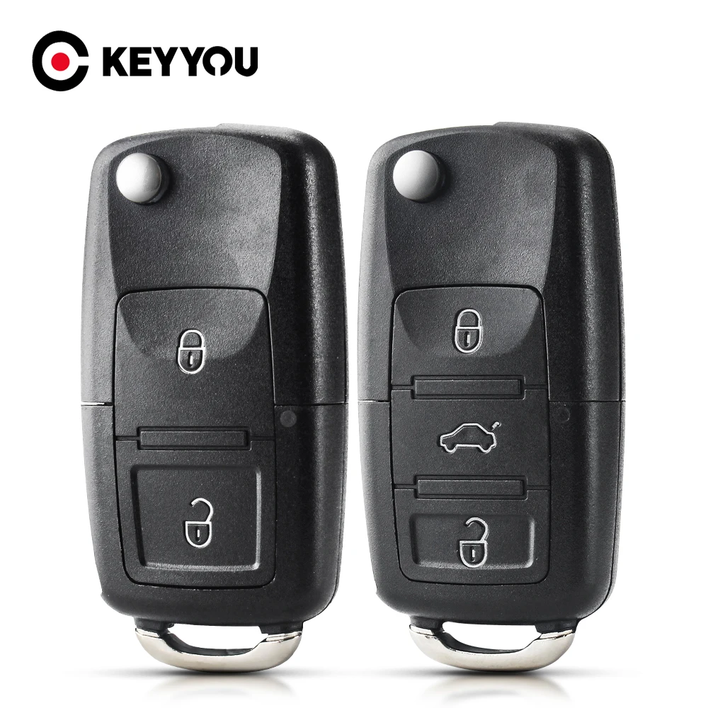 

KEYYOU 2/3BNT Car Remote Key Flip Folding Key Shell Case For Volkswagen Vw Jetta Golf Passat Beetle Skoda Seat Polo B5 No Blade