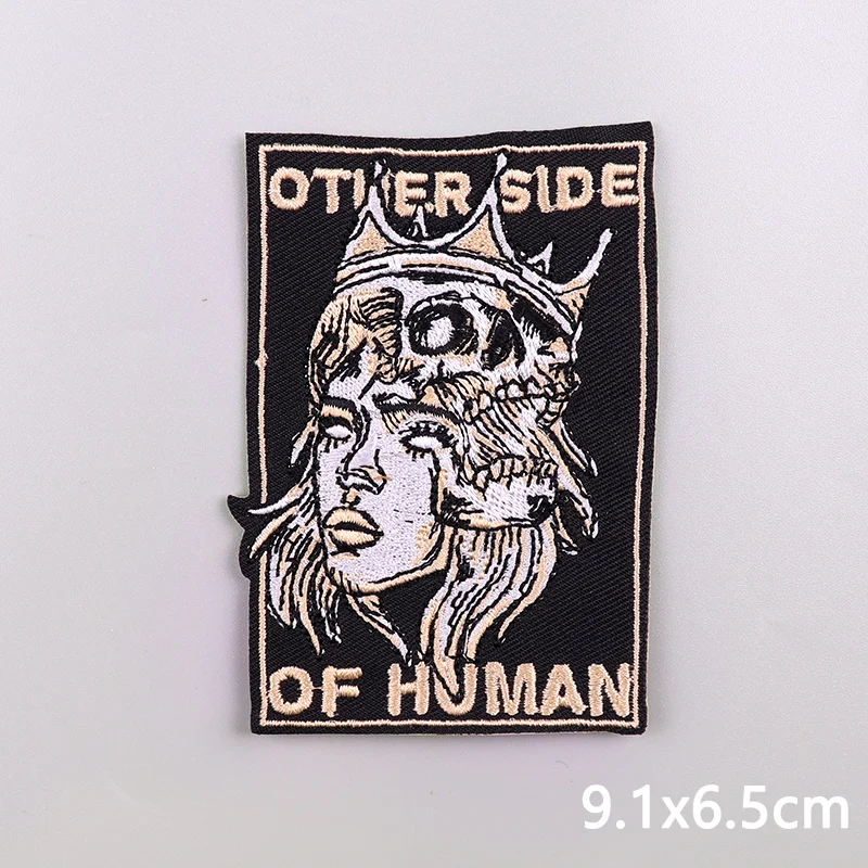 Punk Style Patch Iron On Patches For Clothing Thermoadhesive Patches On Clothes Skull Skeleton Embroidery Patch Sewing Applique