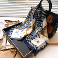 Fashion Luxury 70cm Designer Scarf Women Silk Scarves Bandana Hijab Neckerchief Shawl Kerchief Hair Band Foulard Lady