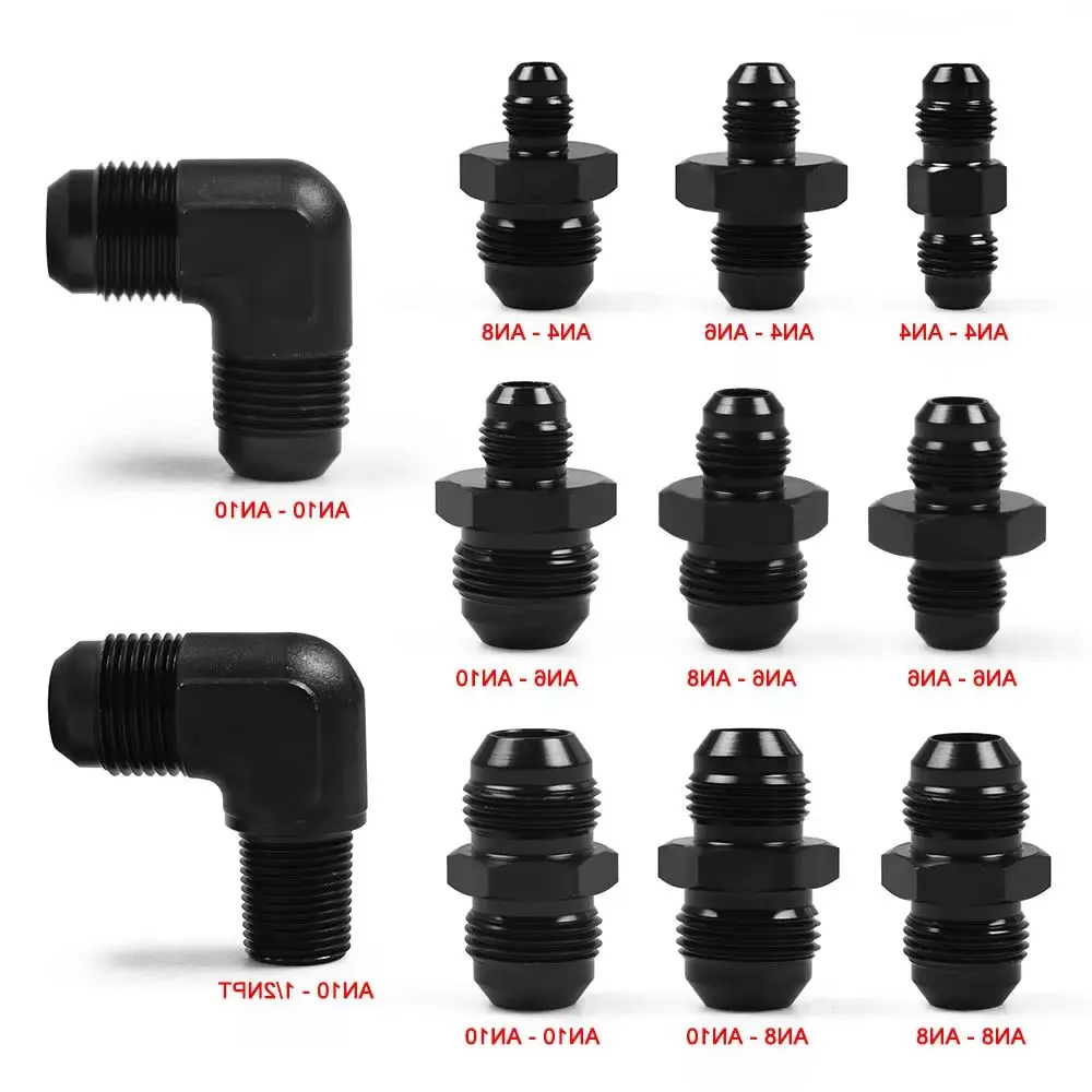 

Hose fittings AN Male Flare To AN Male Flare Union Coupler Fitting Black AN4 AN6 AN8 AN10 Straight Reducer Adapter