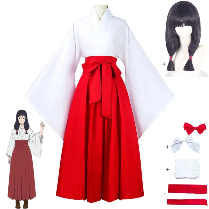 Disfraz de Anime Jujutsu Kaisen Iori Utahimee, disfraz de bruja, kimono japonés, falda roja, peluca, mujer adulta, traje de Carnaval de Halloween, 2,r'