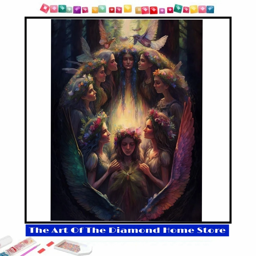 

Dream Fairy Party 5D DIY AB Diamond Painting Mosaic Fantasy Portrait Art Cross Stitch Rhinestones Embroidery Home Decor Gift