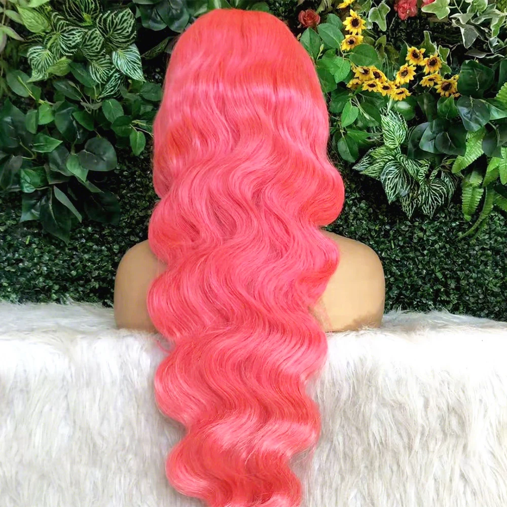 

Pink Wig Body Wave Human Hair Wigs 13X4 Hd Lace Frontal Wigs Human Hair 30 Inch Colored Lace Front Wigs Pre Plucked 200 Density