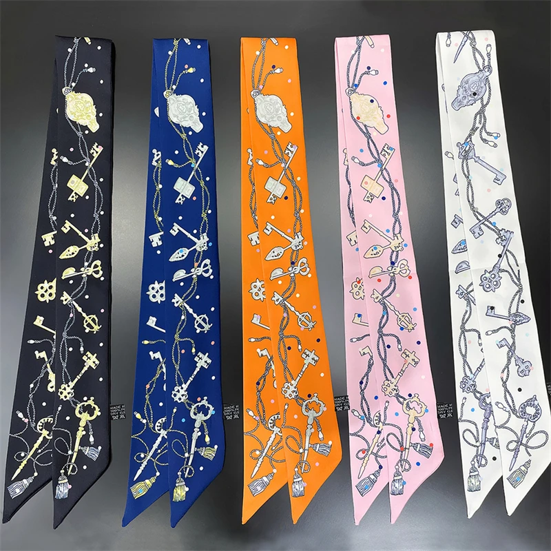 

New Small Long Silk Scarf Women Luxury Fashion Hairband Bag Accessories Ribbon Ladies Neck Scarf Girl's Headscarf Headband