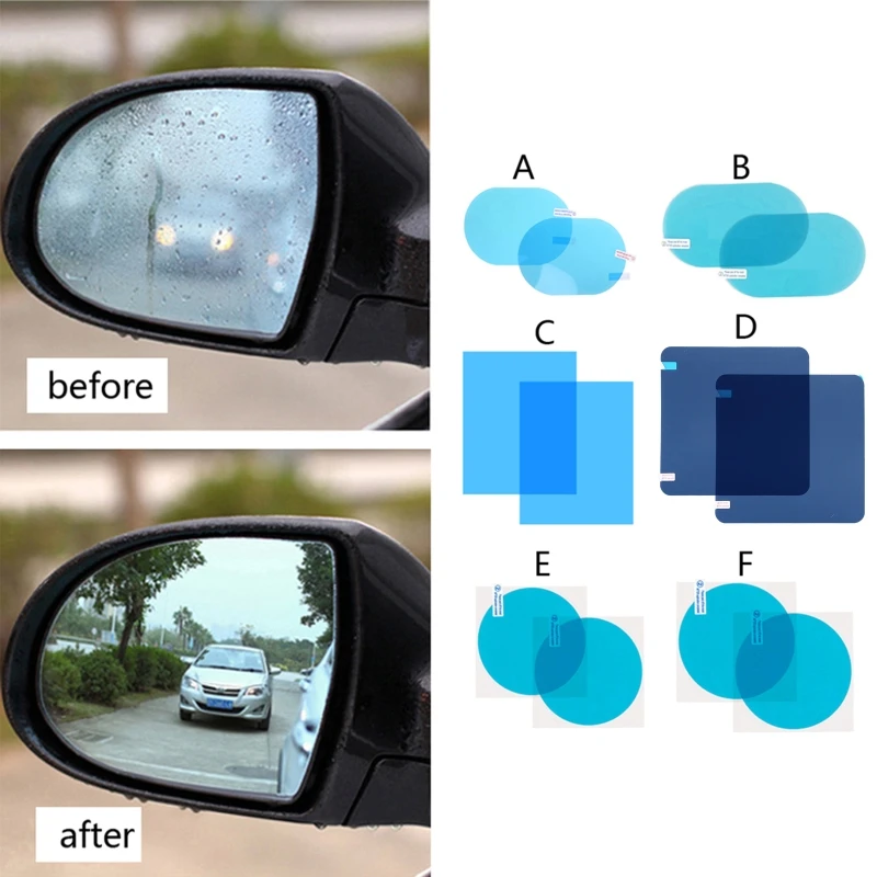 2022 New 2pcs Car Rearview Mirror Protective Anti Fog Coating Car Mirror Window Clear Film Waterproof Car Sticker Anti-Fog Film