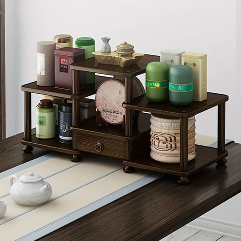 

Chinese Desktop Storage Rack, Cup Storage Rack for Countertops, Wooden Office Countertop Storage Rack|Home Countertop Organizer