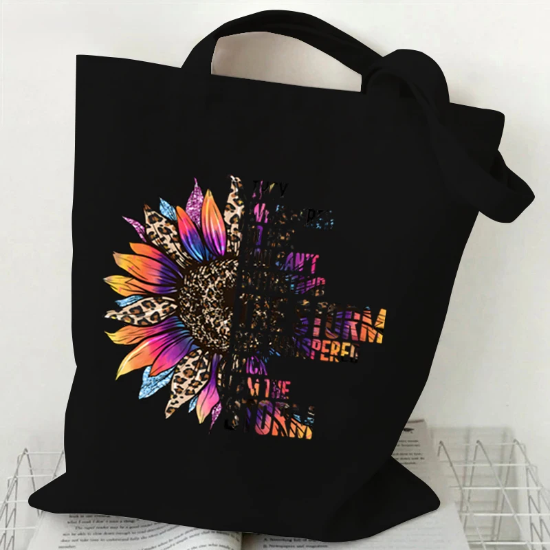 Dragonfly Whisper Words of Wisdom Let It Be Print Canvas Tote Bag Women Shopping Bags Student Shoulder Bag Cartoon Tote Handbag