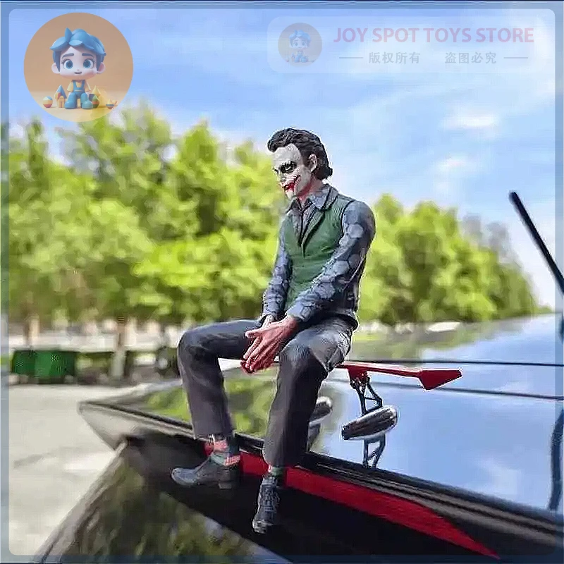 Joker Heath Ledger Action Figure Sitting Green Suit Handheld Joker Mask Car Doll Desktop Decoration Model Toy Children Xmas Gift