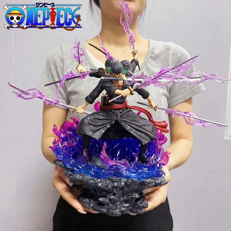 Figura de acción de One Piece Zoro, modelo de estatua de PVC, decoración coleccionable, regalo de juguete, estilo Wano Onigashima, 9 espadas, 40cm