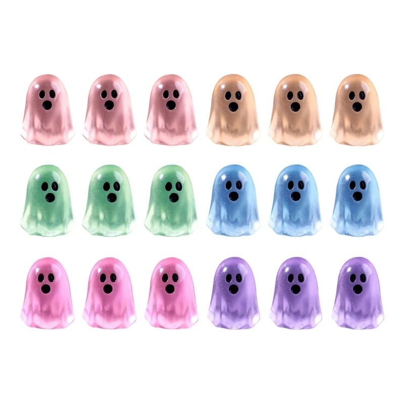Hand-Painted Spirit Figurines, 18-Piece Halloween Decoration Set with a Visible Night Effect and Assorted Shade for M68E