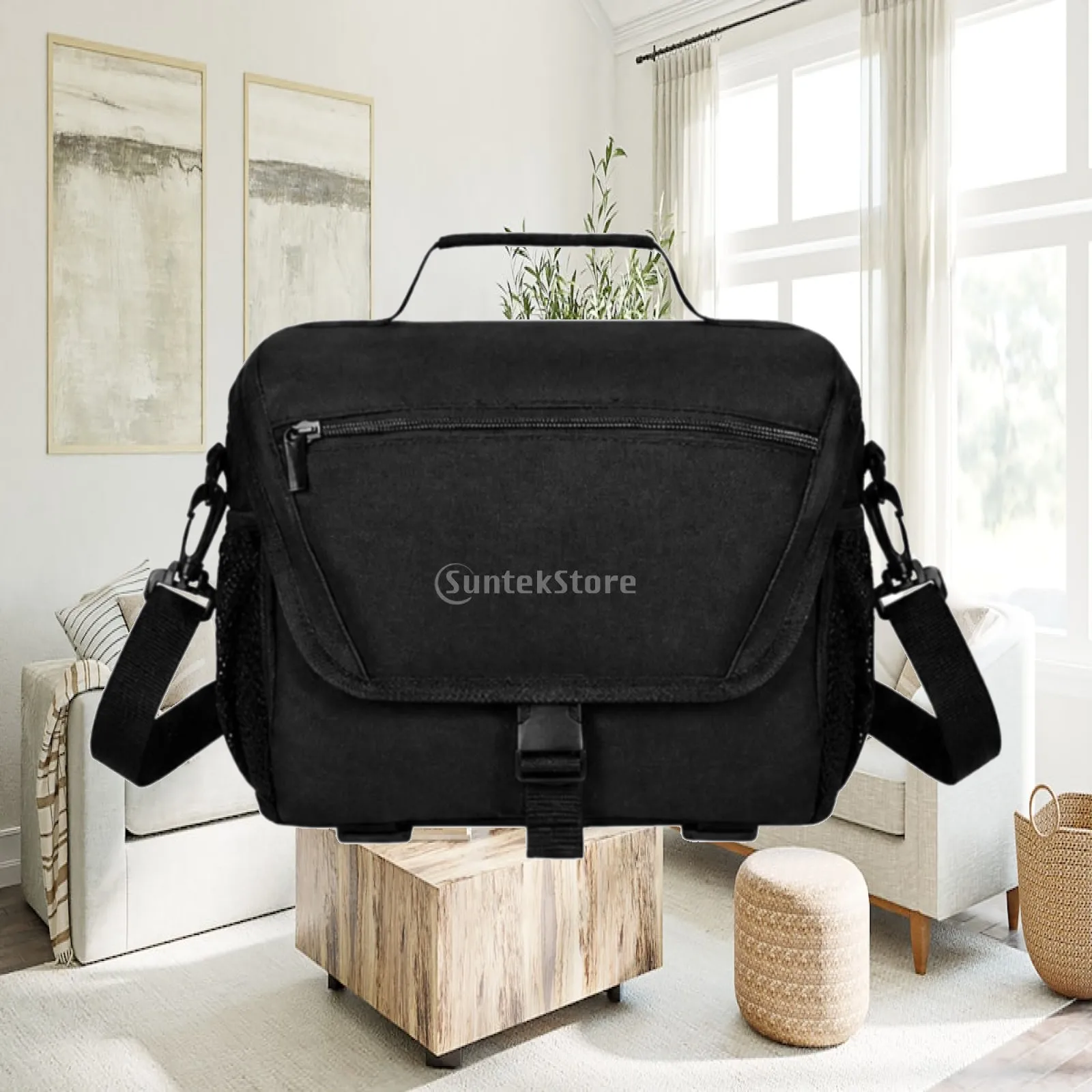 Black Camera Sling Bag Shockproof Padded Shoulder Case with Tripod Holder for DSLR Mirrorless Drone Accessories