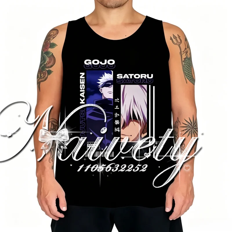 Summer New Jujutsu Kaisen Satoru Gojo 3D Print Sleeveless Tank Top Men Women Breathable Round Neck Basketball Sports Vest