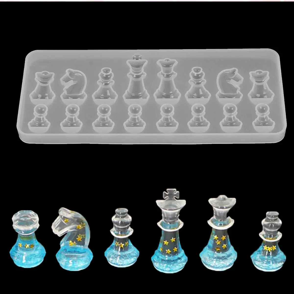 

1PCS Crystal Chess Silicone Mold for DIY Ornament Resin Casting Craft Mould Tool